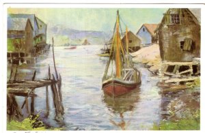 Quiet Cove, Quebec, Painting, Sail Boat, Harbour