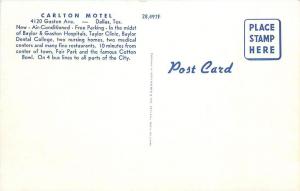 DALLAS, TX Texas     CARLTON MOTEL     c1950s Cars  Roadside   Postcard