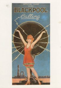 Blackpool Calling Radio Advertising 1920s Painting Postcard