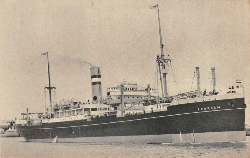 S.S. LEERDAM Holland-America Line Steamship c1930s Vintage Postcard