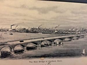 Postcard Antique View of The New Bridge in Hartford, CT     Y9