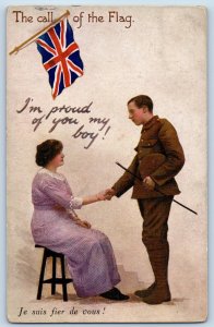 England Postcard The Call of the Flag Army Mother c1910 Oilette Tuck Art