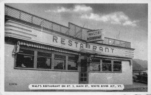 White River Jct. VT Walt's Restaurant Diner Main Street Postcard