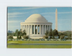 Postcard Jefferson Memorial and Washington Monument Washington DC USA