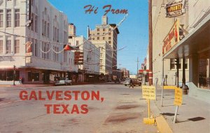 GALVESTON, TEXAS Center Street Scene Sherwin Williams c1950s Vintage Postcard