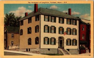 Birthplace Longfellow Portland Maine Me Vintage Linen Postcard Dexter Press UNP 