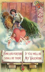 C.1910 Fantasy Valentine Fairies Victorian Postcard P9