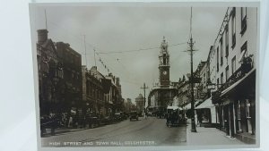 Antique  Rp Postcard Colchester High Street and Town Hall C1920 Real Photo