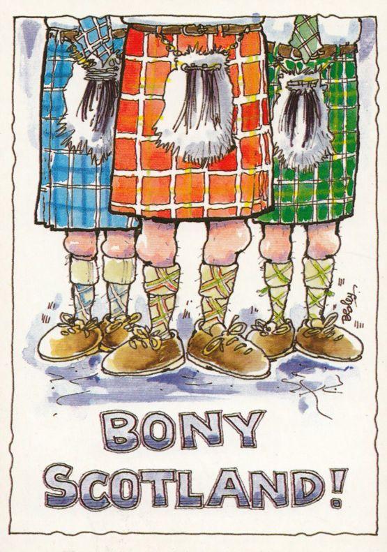 Bony Scotland Knobbly Knees Scottish Comic Humour Postcard