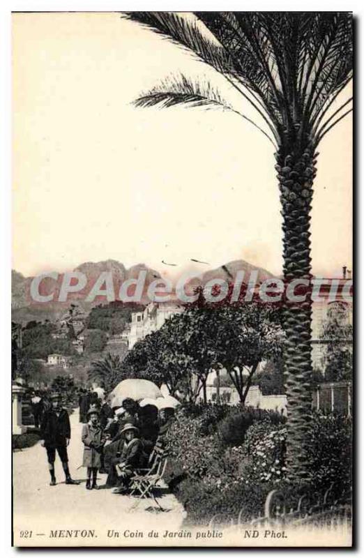 Old Postcard Menton A corner of the Public Gardens