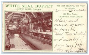 1908 White Seal Buffet Bar West Of Chicago Oshkosh Wisconsin WI Antique Postcard