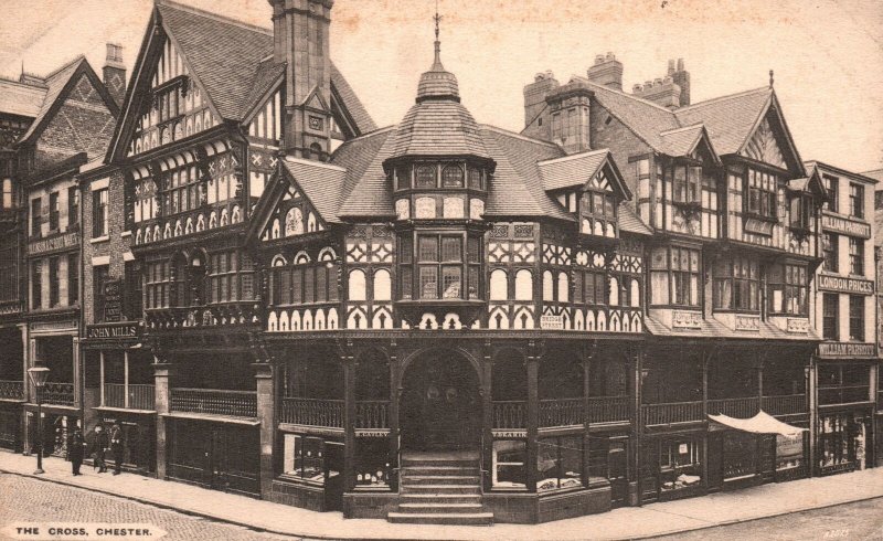 Vintage Postcard Cross Chester Cultural Landmark Street Junction Chester England