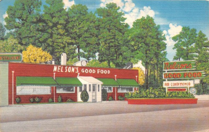 Selma North Carolina Nelson's Restaurant, Color Linen Vintage Postcard U10875