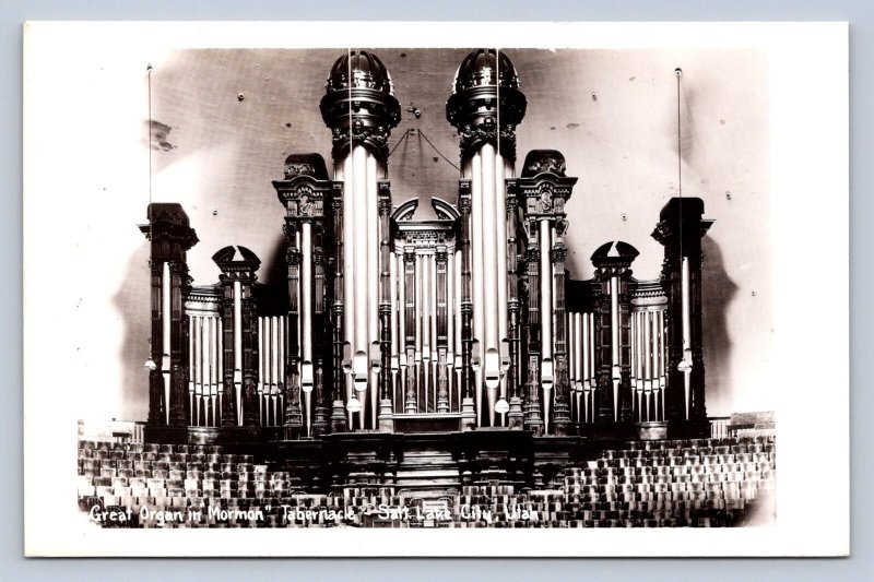 K8/ Salt Lake City Utah RPPC Postcard c1940s Tabernacle Organ Mormon 392
