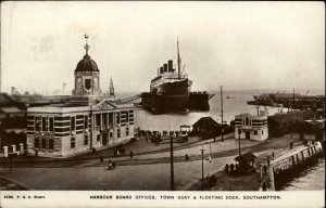 Southampton England Harbour Floating Dock Steamer Ship Vintage Postcard