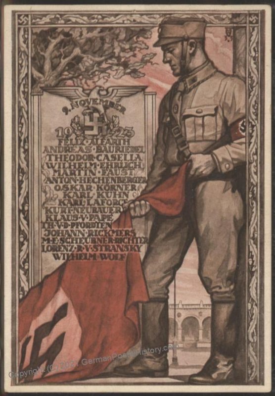 3rd Reich Germany 1923 November 9 Beer Hall Putsch Martyrs  Card Brown Ho 106917