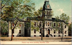 Postcard Central High School Building in Manhattan, Kansas~133290
