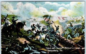 GETTYSBURG, PA   CIVIL WAR-  3rd Day's BATTLE PICKETT'S CHARGE c1910s   Postcard
