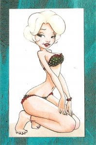 Pin-Up.  lADY IN BIKINI  Modern French, artist drawn, postcard