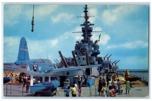 c1960's Scene Aboard Battleship USS Alabama Mobile Alabama AL Unposted Postcard