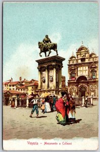 Vtg Venezia Monumento a Colleoni Statue Bartolomeo Colleoni Italy Postcard