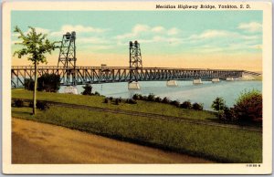 Yankton SD-South Dakota, Meridian Highway Bridge Water Vintage Old Postcard