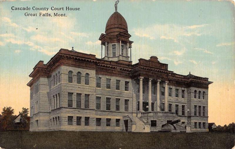 Great Falls Montana Cascade Court House Street View Antique Postcard K33607