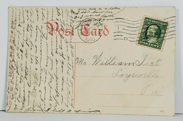 Harrisburg Pa Federal Square 1910 to Loysville Pa Postcard P17