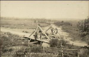 Weyerhaeuser Rusk County WI Horse Wagon Men c1910 Real Photo Postcard