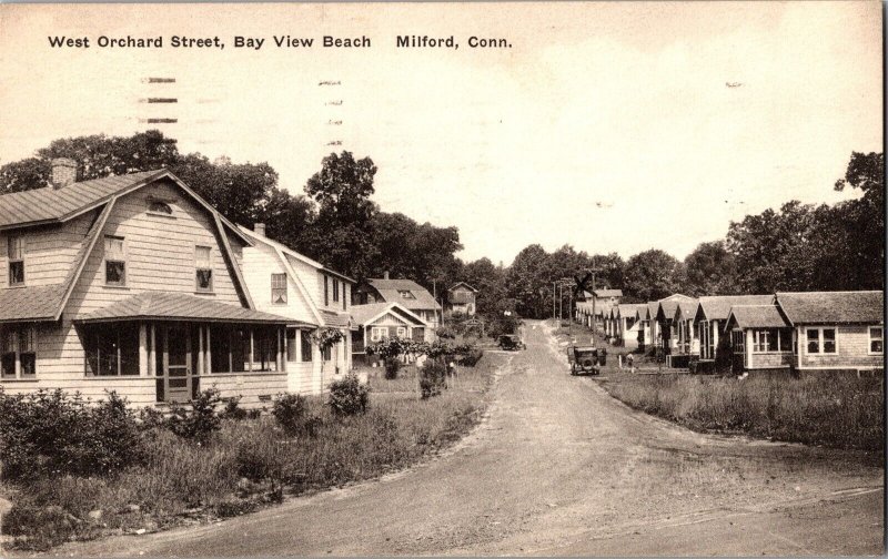 West Orchard Street, Bay View Beach Milford CT c1936 Vintage Postcard M77