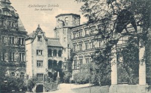Germany Heidelberger Schloss Der Schlosshof Heidelberg Vintage Postcard 07.45