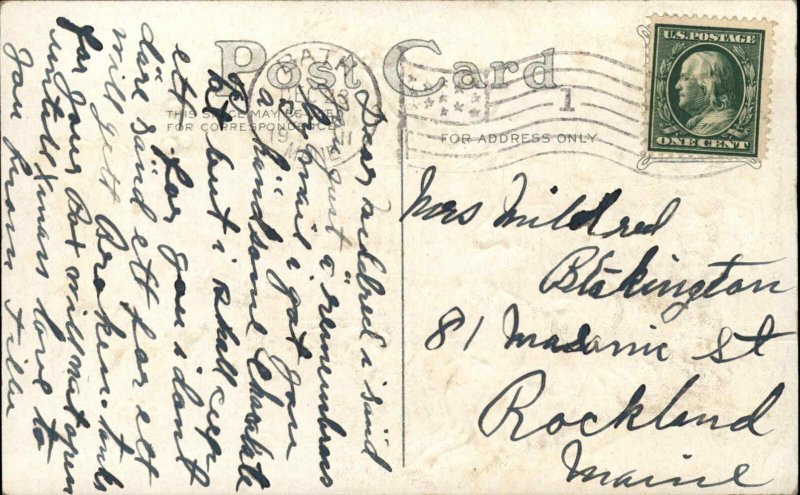 Christmas Santa Claus Snowy Village c1910 Vintage Postcard