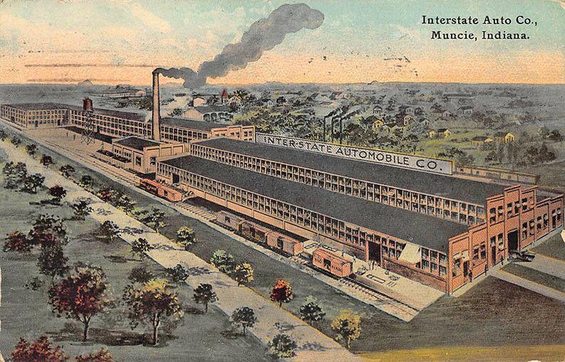 Muncie IN Interstate Automobile Factory Postcard