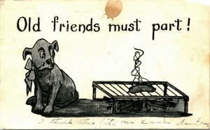 Comic Old Friends Must Part Dog & Hot Dog 1922 DB Postcard E8