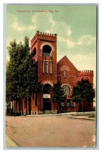 Vintage 1918 Postcard Presbyterian Church Building Grove City Pennsylvania