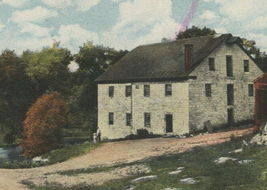 c1920s Kreiders Mill Annville Pennsylvania stream bridge postcard B543