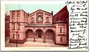 1903 Saint Paul's Episcopal Church Baltimore Maryland MD Posted Postcard