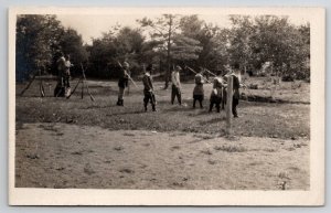 RPPC Reenactors Women Pilgrims Farm Tools Rifles Costumes  Postcard J25