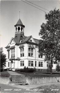 C68/ Hayward Wisconsin Wi RPPC Real Photo Postcard c1940s Court House Building