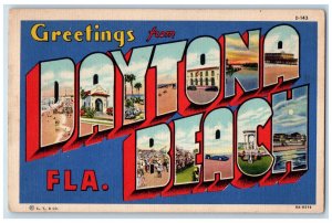 c1950's Greetings from Daytona Beach Florida FL Vintage Unposted Postcard