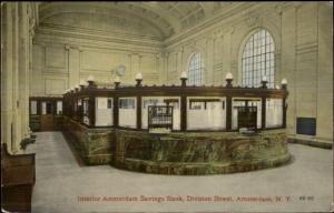 Amsterdam NY Savings Bank Interior - Counter c1910 Postcard