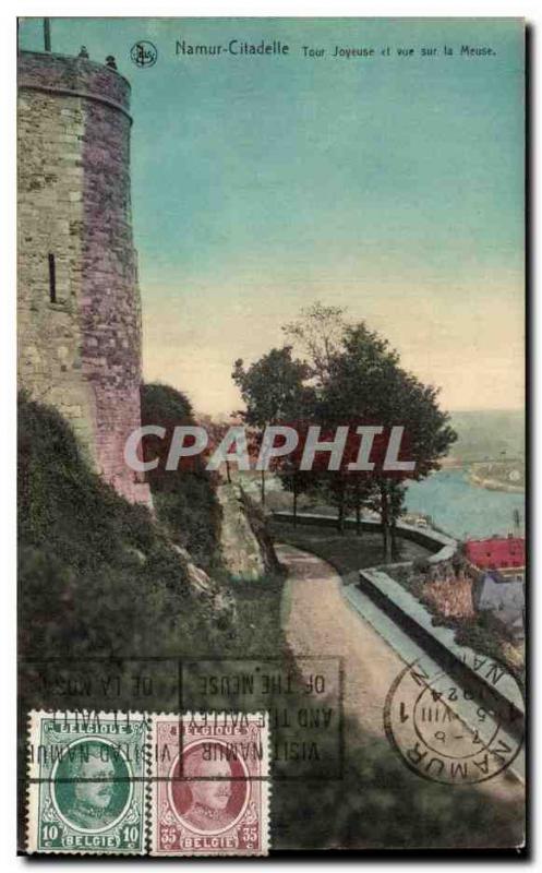 Old Postcard Namur citadel joyful Tower and river view