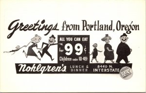 Advertising Postcard Nohlgren's Restaurant 8440 N Interstate in Portland, Oregon