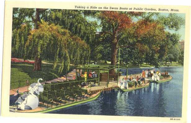 Swan Boats at Public Garden Boston, Massachusetts, Linen