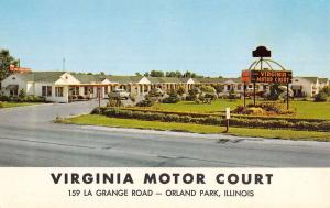 Orland Park Illinois Virginia Motor Court Street View Vintage Postcard K41249