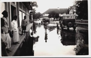 Indonesia Palembang Sumatra Flood Street Scene Vintage RPPC C130