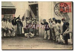 Postcard Old Army Barracks Scene Soup Accident
