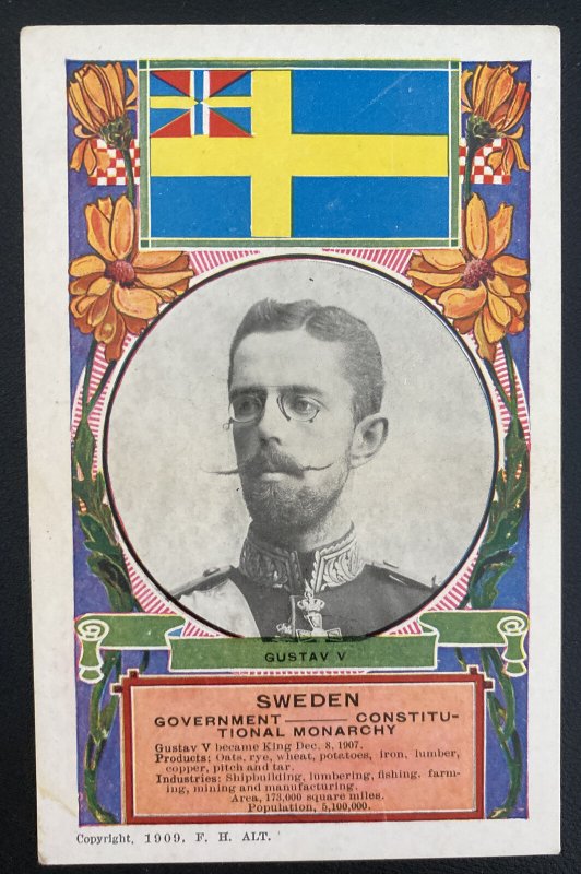 Mint Sweden Picture Postcard Gustav V Government Constitutional Monarchy