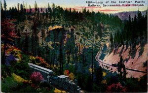 Loop of the Southern Pacific Railway Sacramento River Canyon Vtg Postcard T49