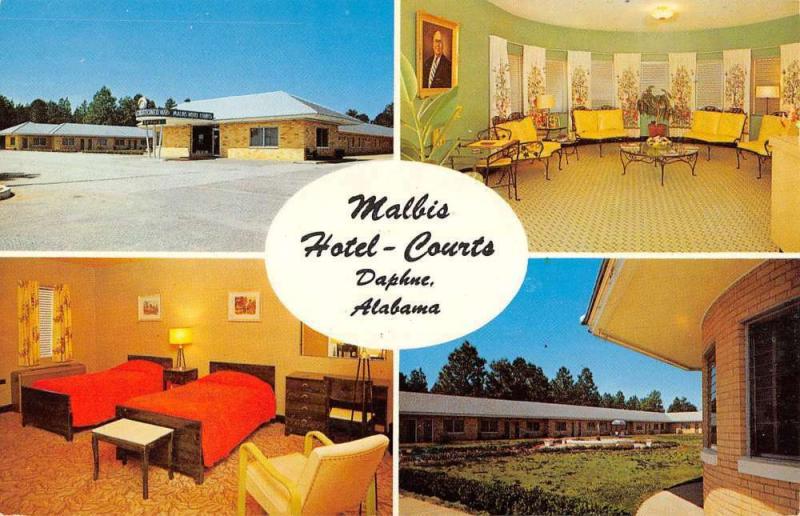 Daphne Alabama Malbis Hotel Courts Multiview Vintage Postcard K7876404